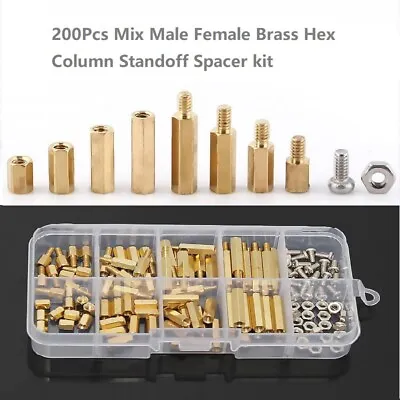 M2.5/M3 Brass Hex Screws Nuts Standoff Support Spacer 200Pcs Male-Female Spacer • £15.74