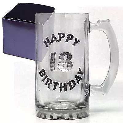 Happy 18th Birthday Top Quality Glass Celebration Tankard Boxed • £12.99