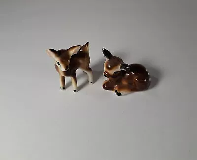 Miniature Deer Fawn Figurines Bone China Tiny Lot Of 2 • $14.25