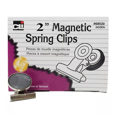 Charles Leonard Magnetic Spring Clips 2  12/Box CHL68520 UPC 026487685202 • $17.99