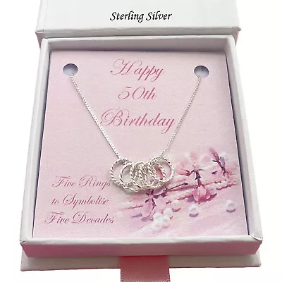 Gift For 50th Birthday. Present For Age 50. Sterling Silver Necklace.  • £19.99