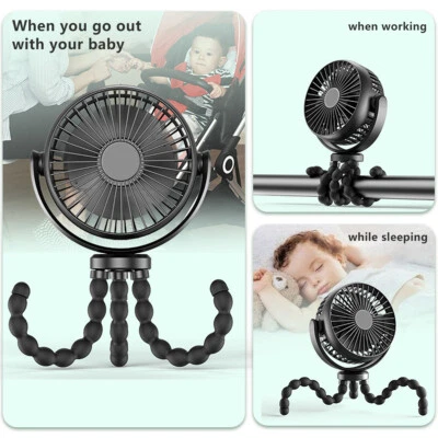 $35.77 • Buy Stroller Fan Flexible Tripod Octopus 5200mAh USB Recharge Hand-heldl 3Wind Speed