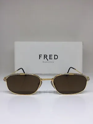 New Vintage FRED Lunettes Fregate Sunglasses C. Bicolore JJ Gold 53-19mm France • $1899.99
