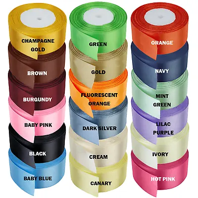 Double Sided Faced Satin Ribbon Sewing Crafts Decor 25 Metres 23/25/40/50mm Wide • £4.99