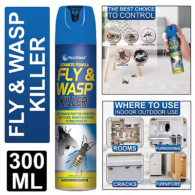 Fly And Wasp Killer Spray Kills Insects Midges Mosquito Advance Formula 300ml • £5.69