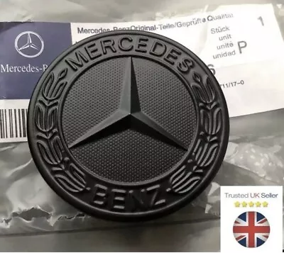 New MERCEDES BENZ SPORT BLACK BONNET BADGE - 57MM NEW C E S CLK AMG CLASS 🇬🇧 • £9.50