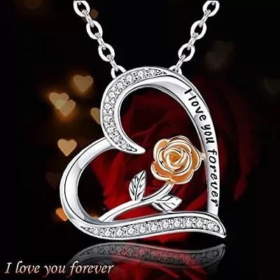 Flower Heart Necklace Silver Pendant Women I Love You Forever Birthday Gifts New • $24.99