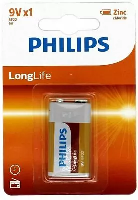 Philips Heavy Duty 9V Batteries 6F22 Smoke Alarm Battery Exp 3/21 • $4.29