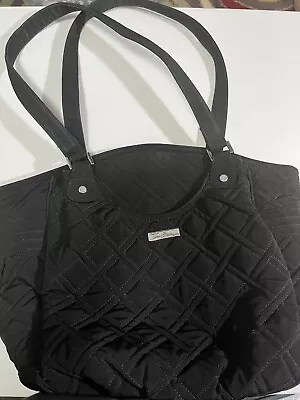 Vera Bradley Large Classic Black Microfiber Bucket Tote Shoulder Bag For Travel • $26