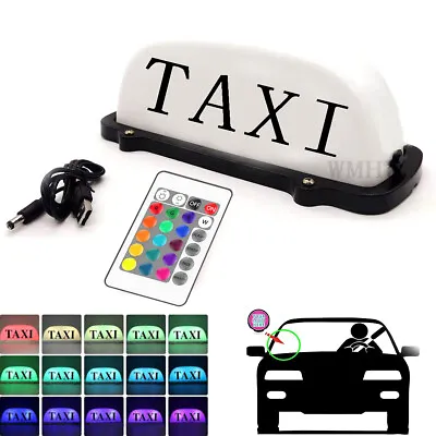 Colorful Remote Control Taxi Top Light Roof Sign USB Rechargeable Battery Magnet • $38.99