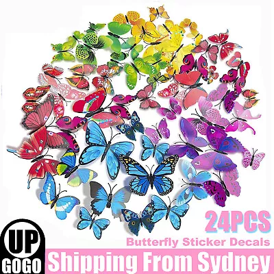 24X 3D Butterfly Wall Removable Sticker Decals Art Nursery Magnets Decor Kids AU • $4.85