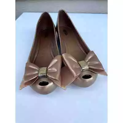 Melissa Ultragirl Sweet Xiv Rose Gold Scented Flats Bow Size 8 • £43.43