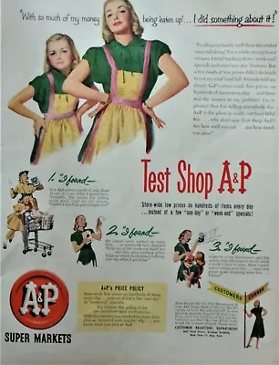 A&P Super Market Food Store 1951 Magazine Ad Mother Daughter Aprons #2015  • $14.99