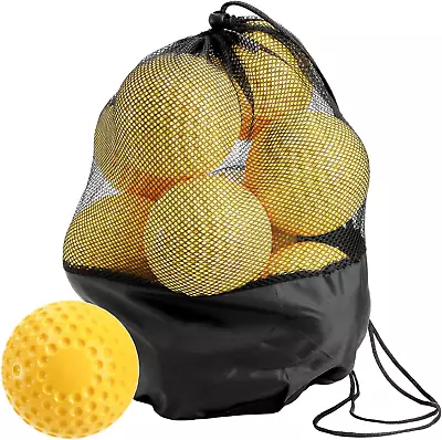 12 Pack Yellow Dimpled Practice Balls 12-Inch Pitching Machine Softballs • $50.94