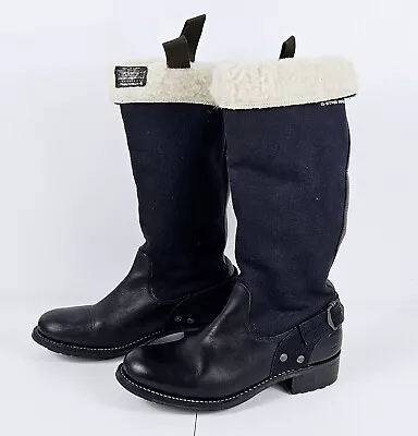 G-Star Raw Women's Black Knee High Leather Cinch Boots Size US 7 PreOwned • $57.77