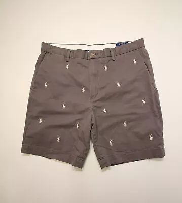 Polo Ralph Lauren Shorts Mens 36 Gray Stretch Classic Fit All Over Pony 8  • $27