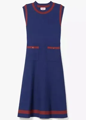 Kate Spade Small Navy Burgundy Button-Pockets Sleeveless Women’s Sweater Dress • $39.99