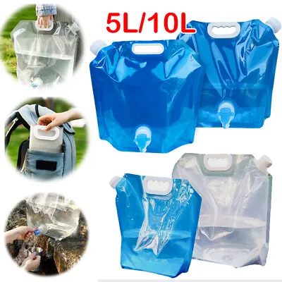 5/10L Foldable Camping Storage Water Bottle Bag Collapsible Carrier Container • £4.23