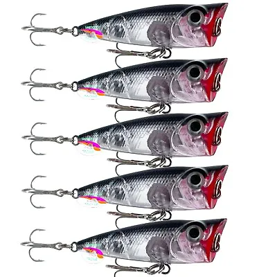 $9.99 • Buy 5 X WHITING POPPER FISHING LURES HARD BODY 50MM POPPERS BREAM FLATHEAD TOPWATER