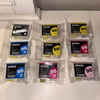 9 Genuine Epson 98 Ink Cartridges Black & Color Combo Pack Artisan EXPIRED 2018 • $52.98