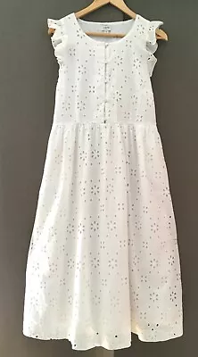 J.Crew Dress White Eyelet Lace Midi SZ 12 Lined 2 Pockets Spring Graduations EUC • $25