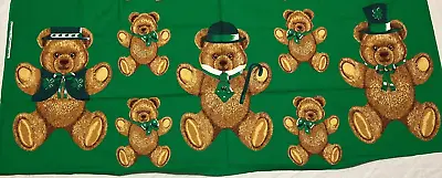 $5 • Buy Vintage Wamsutta Hallmark Cards Irish Teddy Bear Fabric Panel St Patrick's Day