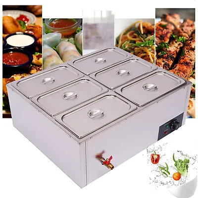 Commercial Electric Food Warmer 6-Pan Bain Marie Buffet Countertop Steam Table • $157.71