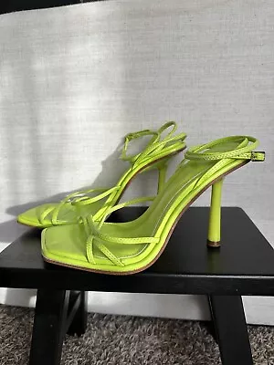 ZARA Neon Green Strap Square Open Toe Heels  • $52