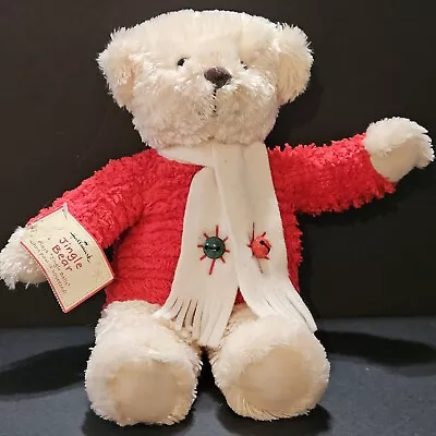 Hallmark Jingle Bear Plush Cream Christmas Plays Jingle Bells Soft Bell Scarf • $15.99