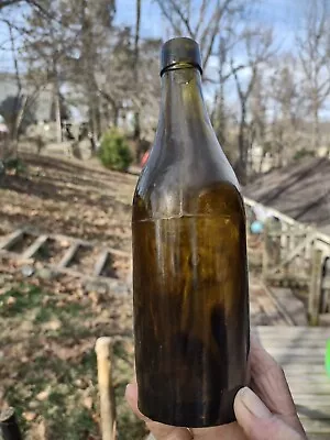 $8.99 • Buy Antique Three Part Mold Black Glass Soda Ale  Liquor Beer Bottle Circa 1880's