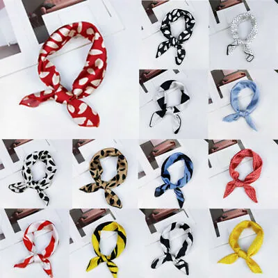 Women Ladies Square Silk Feel Satin Scarf Small Vintage Head Neck Hair Tie Band! • $3.60