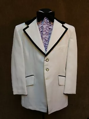 1970s White Tux Formal Jacket Black Trim Pimp---Multiple Sizes • $65