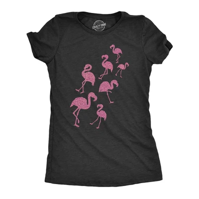 $11.69 • Buy Womens Glitter Flamingos T Shirt Funny Cute Top Vacation Graphic Novelty Tee For