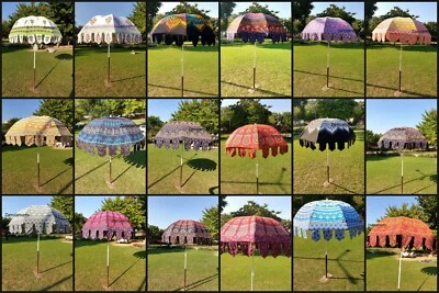 $163.83 • Buy Outdoor Large Beach Parasol Garden Umbrella Indian Hand Block Sun Shade Umbrella