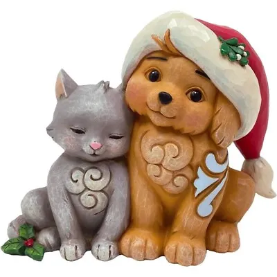 Jim Shore Heartwood Creek Kitten With Puppy In Santa Hat Miniature Figurine NIB • $39.99