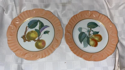 $23.99 • Buy 2 Mottahedeh VA 1824 Portugal China Summer Fruit Pattern Salad Plates