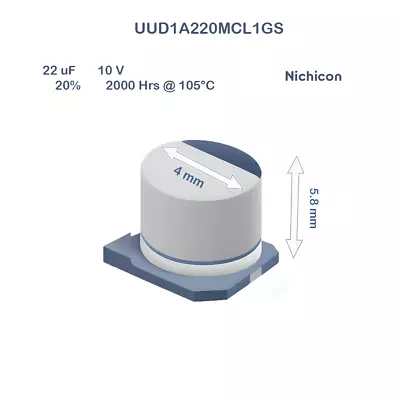 15X UUD1A220MCL1GS Nichicon 330uF 6.3V 4x5.8 Aluminum Electrolytic Capacitor SMD • $3.90