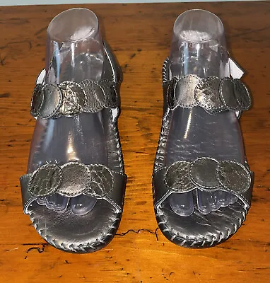 La Plume Sandals EU 39/US 8 Silver/taupe Leather Upper & Insole  Wedge Heel EUC • $32.99