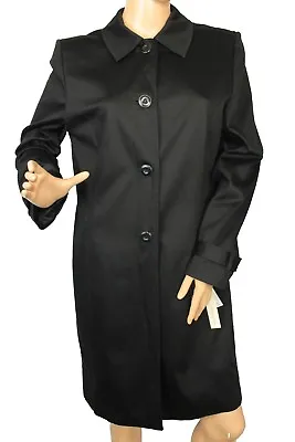 Amanda Smith Womens Black Trench Coat Stretch Size 8 Retail $200 • $49.99