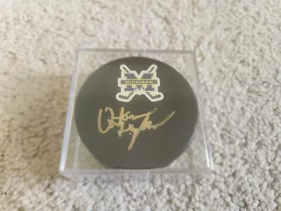 Michigan Wolverines Quinn Hughes Autographed Hockey Puck Pro Mold Case COA • $69.99