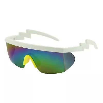 ShadyVEU Rainbow Visor Retro Oversized 80s Crooked ZIgZag White Mens Sunglasses  • $10.79