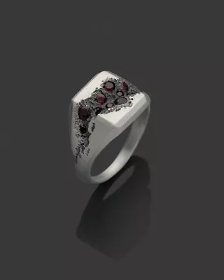 Handmade Red Garnet Signet Ring 925 Sterling Silver Men's Ring For Gift • $76.03