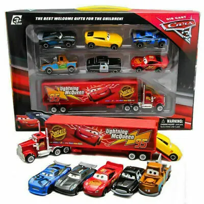 $30.99 • Buy AU Cars 2 Lightning McQueen Racer Car&Mack Truck Kids Toy Collection Set Gift