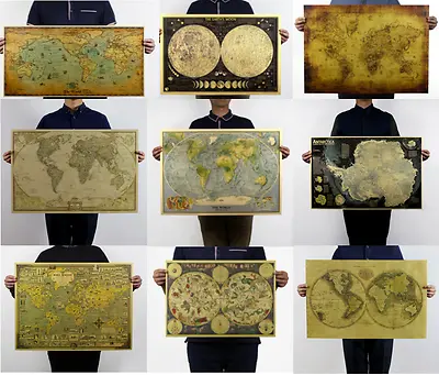 $4.99 • Buy Retro Antique World Map Poster Vintage Style Wall Decor Picture Maps Fast Post