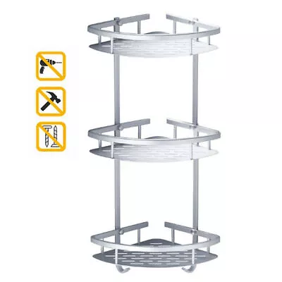 £9.99 • Buy 3 Tiers Aluminum Shower Caddy Rust Free Bathroom Shelf Corner Organizer Basket
