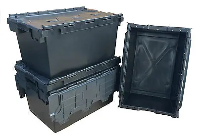 New Plastic Storage Boxes Containers Crates Totes With Lids - 80 Litre Capacity • £57.95