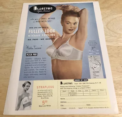 1950 BRA AD Hidden Treasures Blackton Fifth Ave - Vintage Magazine Lingerie Ad • $7.19