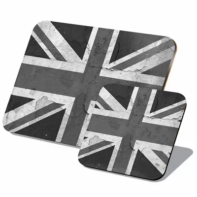 1x Cork Placemat & Coaster Set - BW - Distressed Union Jack British Flag #36989 • £14.99