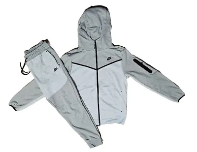 New Nike Tech Cotton Sweat Suit Zip Up  Hoodie & Joggers Men's Gray/Lt Gray 3XL • $78