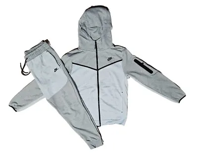 New Nike Tech Cotton Sweat Suit Zip Up  Hoodie & Joggers Men's Gray/Lt Gray XL • $78